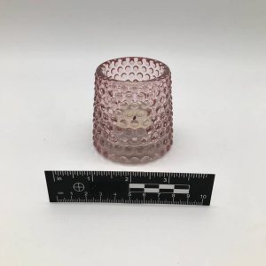Różowy świecznik hobnail szkło teksturowane
