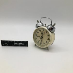 Budzik twin bell kremowo-srebrny